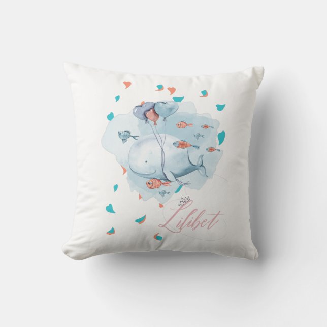 Lilibet Named Magic WHALE Gifts for Girls Kudde (Framsida)