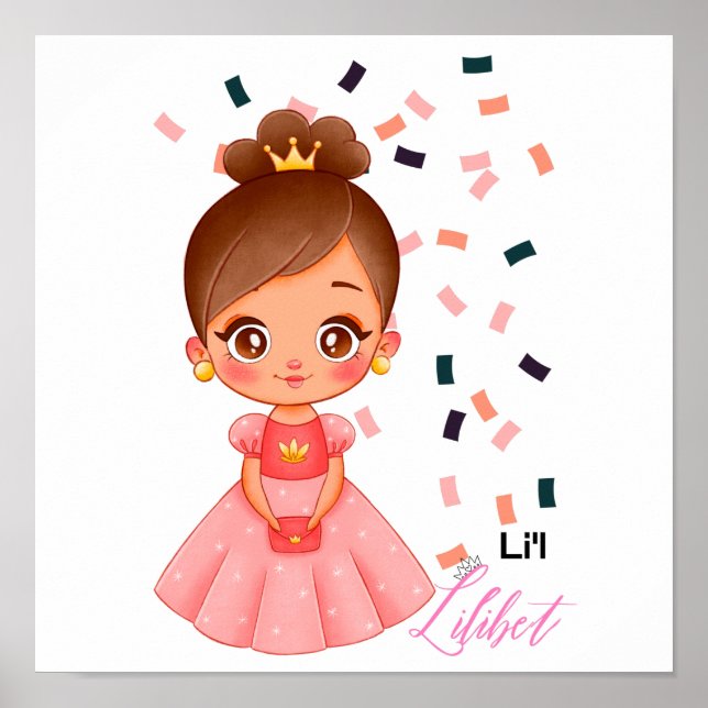 Lilibet Named Peach Princess Gifts for Girls Poster (Framsidan)