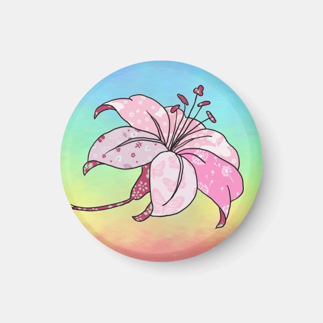 Lilie Rechteckiger Magnet (Framsidan)