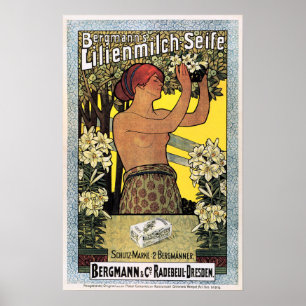 LILIENMILCH SEIFE Mjölk Soap Ad Vintage Reklam Poster