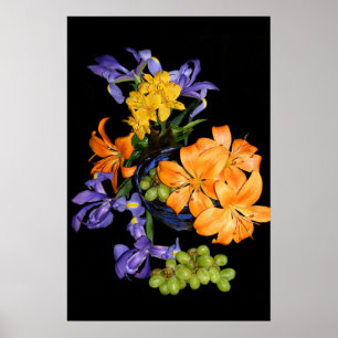 Lilier, iriser och druvor poster