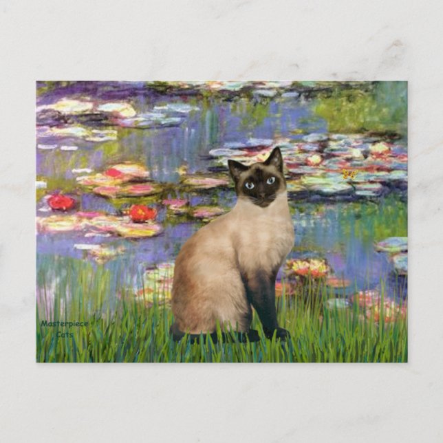 Lilies 2 - Seal Point Siamese katt Vykort (Framsida)