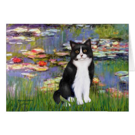 Lilies 2 - Svartvit katt Hälsningskort