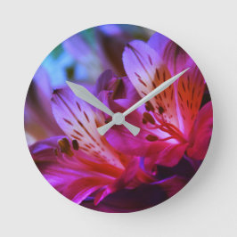 Lilies Blommigt Wall Clock Rund Klocka