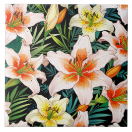 Lilies Ceramic Tile Kakelplatta