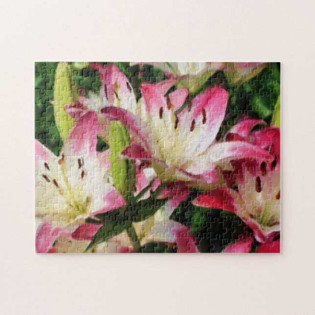 Lilies Flower Art Photo Painting Pussel (Horisontell)