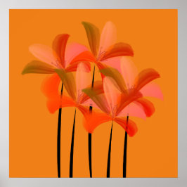 Lilies Flowers Poster med ljus vattenfärg