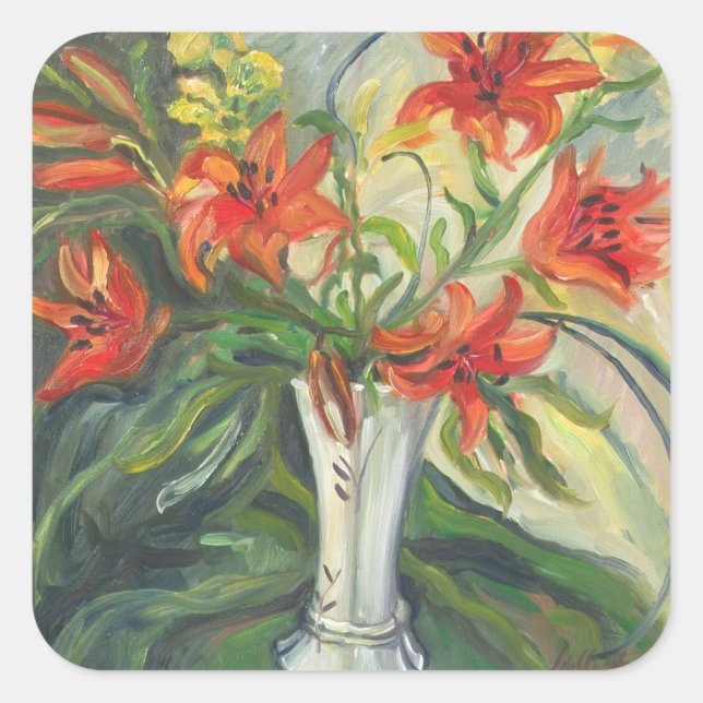 Lilies Fyrkantigt Klistermärke (Framsida)