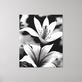 Lilies in Black and White Kanvastryck