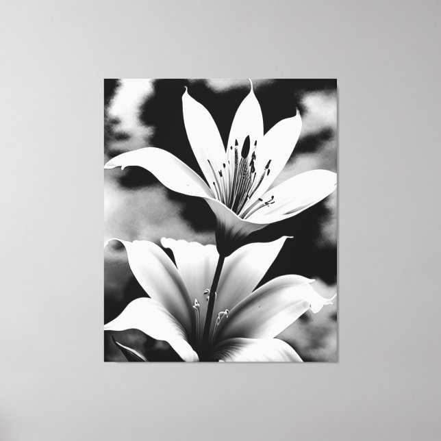 Lilies in Black and White Kanvastryck (Framsida)