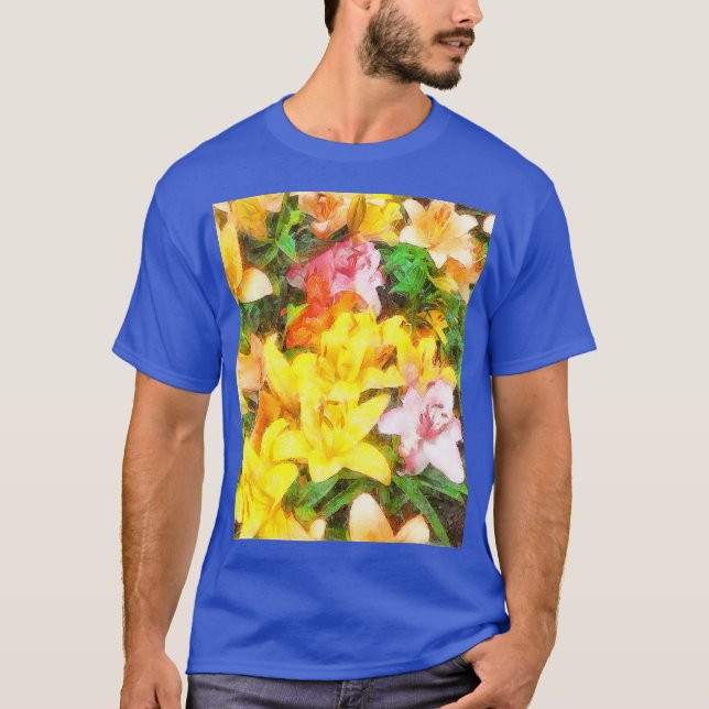 Lilies Kärlek och Light Watercolor Art Art T Shirt (Framsida)