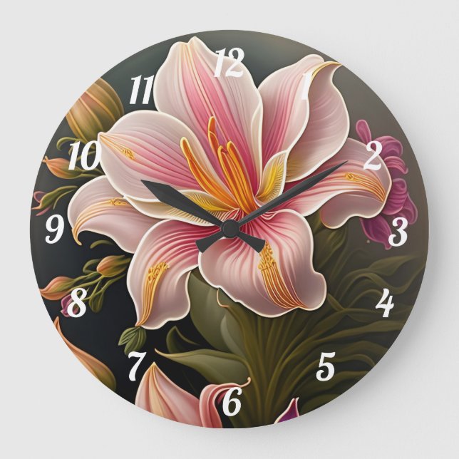 Lilies Large Clock Stor Klocka (Framsida)