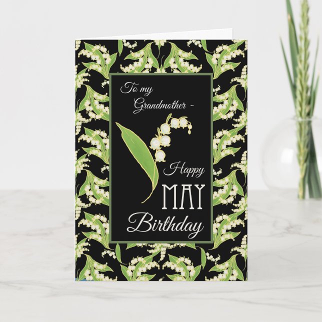 Lilies May Birthday Card, svart: farmor Kort (Framsida)