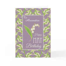 Lilies May Birthday Card to Personalize, Mauve