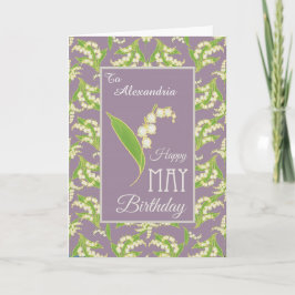 Lilies May Birthday Card to Personalize, Mauve Kort