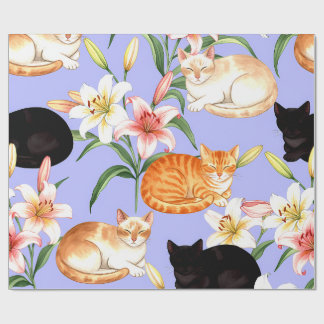 Lilies & Naps – Resting Cats in Bloom Presentpapper