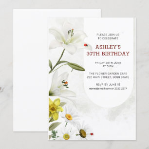 Lilies och Daffodils Birthday Inbjudningar