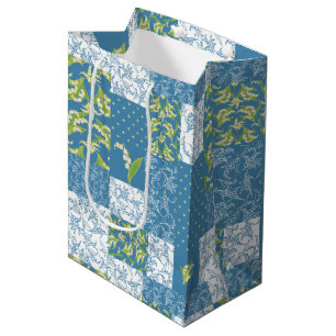Lilies-of-the-Valley Blue Faux Patchwork Mönster