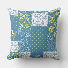 Lilies-of-the-Valley Faux Patchwork, Blue Kudde