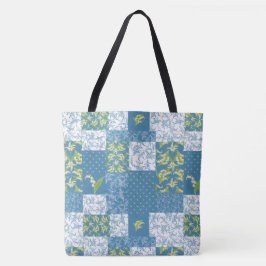 Lilies-of-the-Valley Faux Patchwork in Blue Tygkasse