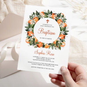 Lilies & Orange Blommigt Baptism Inbjudningar