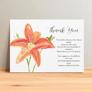 Lilies Orange Blommigt Funeral Död Tack Inbjudningar