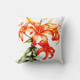 Lilies orange vit bra art dekorativ kudde