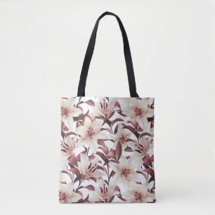 Lilies på vitt. Blommönster Tygkasse