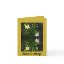 Lilies reflekterade i Vatten Påsk Hälsning Golden