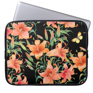 Lilies sömlös bakgrund mönster. laptop fodral