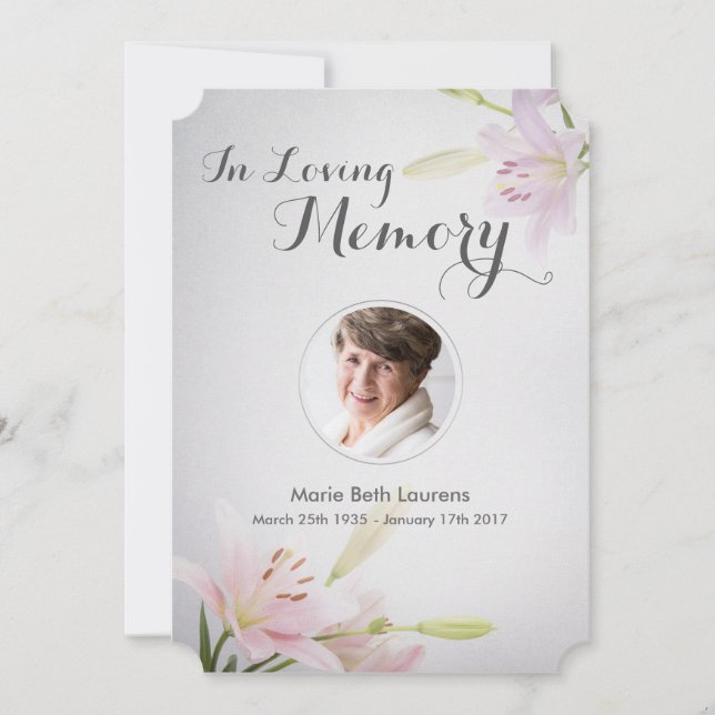 Lilies Sympathy Memorial - tack för ditt kort med  (Framsida)