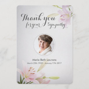 Lilies Sympathy Memorial - tack för ditt kort med