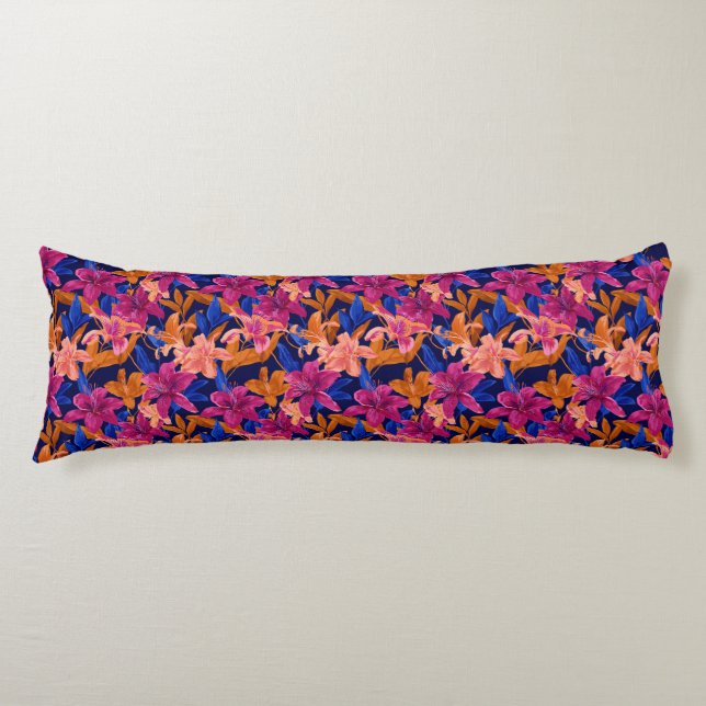 Lilies Textur Mysig Hem Unik soffa Kroppskudde (Framsidan)