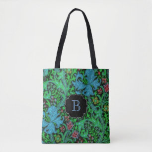 Lilies Vintage Blommönster med Monogram Tygkasse