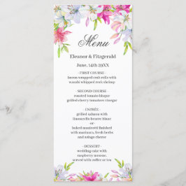 Lilies Watercolor Bröllop Menu Meny