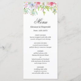 Lilies Watercolor Bröllop Menu Meny