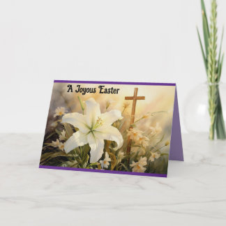 Lilies With Cross Folded Easter Card Helgkort