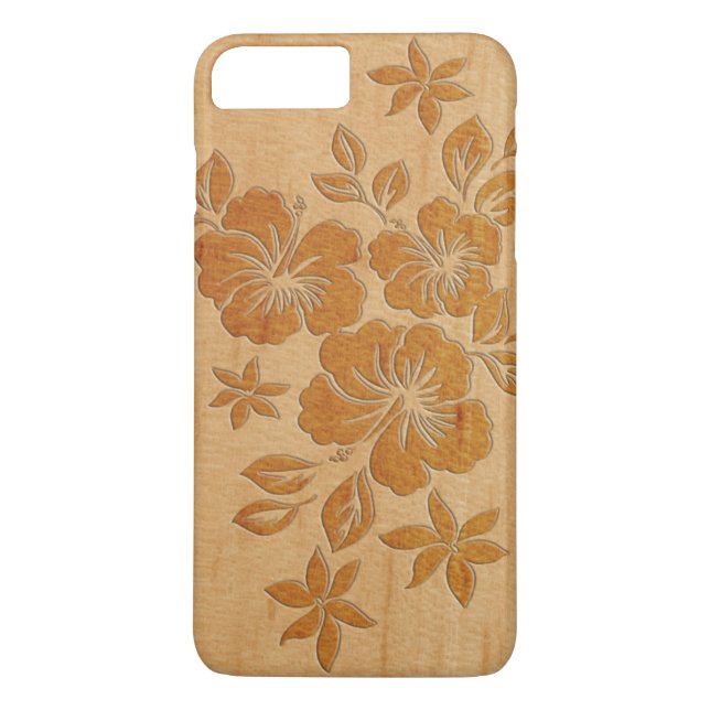 Lilikoi Hibiscus Hawaiian Faux Wood Case-Mate iPhone Skal (Baksida)