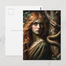 Lilith and Snake Botanical Art Vykort