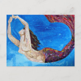 Lilith - sjöjungfrucollagekonst vykort