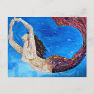 Lilith - sjöjungfrucollagekonst vykort