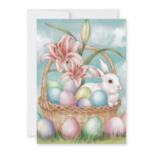 Lilja Akvarell & Pastellägg med kanin i korg