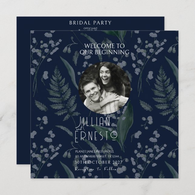 Lilja av dalfern || Mörkblått fotoprogram Program (Fram/baksida)