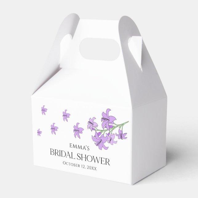 Lilja Bröllopsdusch Förmån Box Elegant Lavendel Presentaskar (Framsidan Sidan)