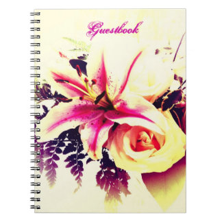 Liljabukett - Wedding/möhippaGuestbook Anteckningsbok Med Spiral