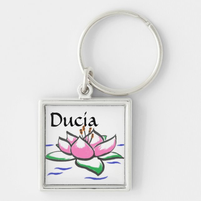 Liljan kedjar fyrkantig silverfärgad nyckelring (Framsidan)