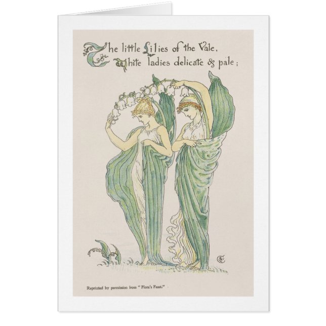 Liljar av dalen, från floras festmåltid, 1901 hälsningskort (Framsidan)