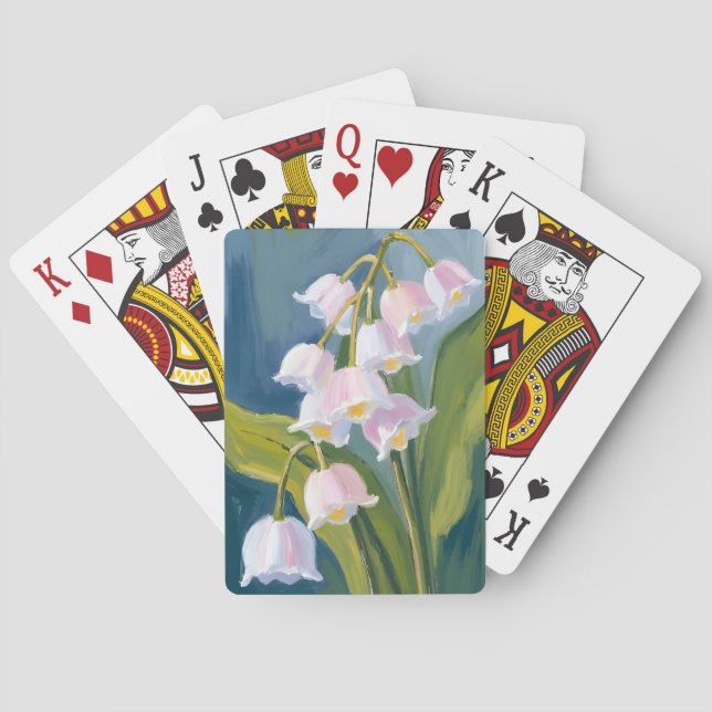 Liljekonvalj | Blomma Vattenfärg Målad Casinokort (Baksidan)