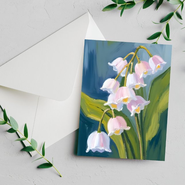 Liljekonvalj | Blomma Vattenfärg Målad Kort (Skapare uppladdad)