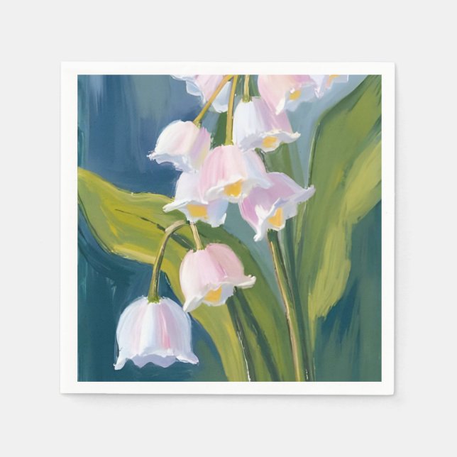 Liljekonvalj | Blomma Vattenfärgsmålning Pappersservett (Framsidan)